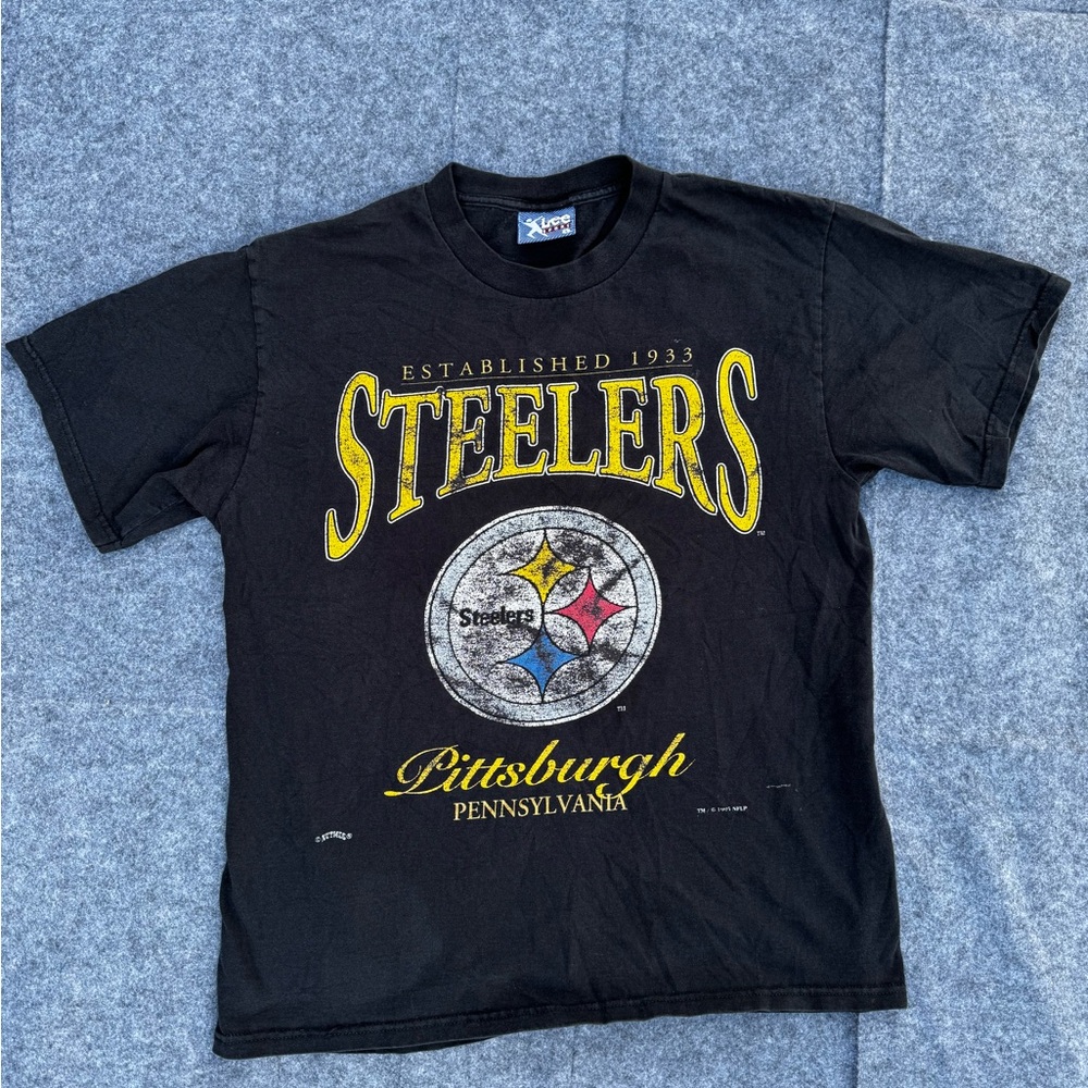 Vintage 1995 Pittsburgh Steelers NFL T-Shirt, Nutmeg, Lee Sport Size Large 21x28